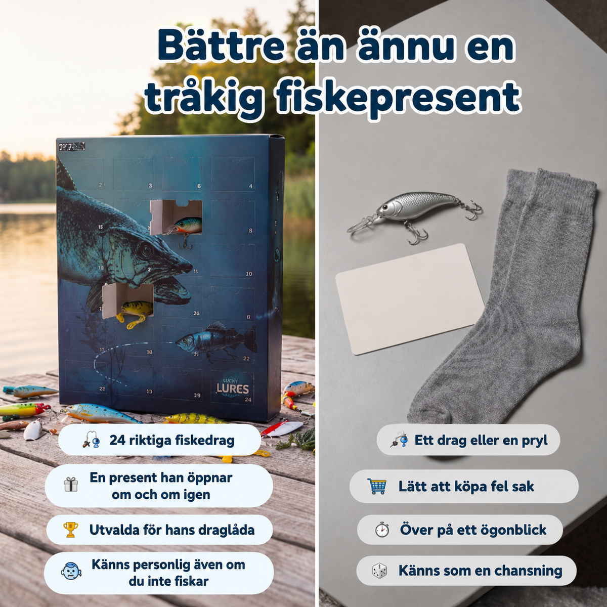 Fiskekalendern – 24 unika fiskedrag